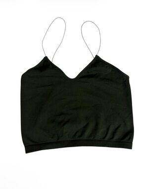 Nikibiki olive green nylon stretch v neck crop top size one size